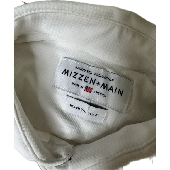 Mizzen+Main Button Down Shirt Spinnaker Tall Trim Fit White Gingham Size M - Picture 3 of 7
